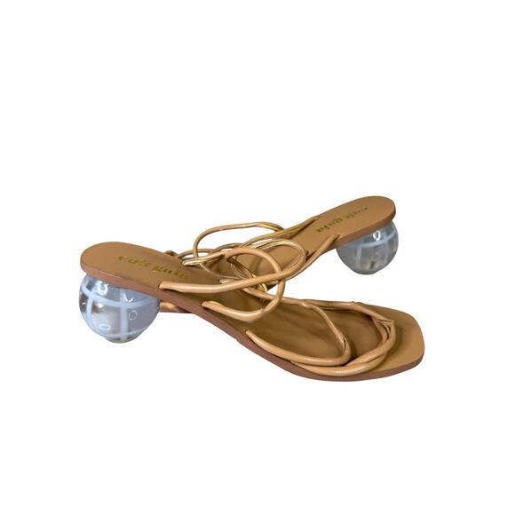 Cult Gaia Cassie Bubble Sandals Tan Leather Strappy Heels Size 5 US / 35 EU - Picture 3 of 13